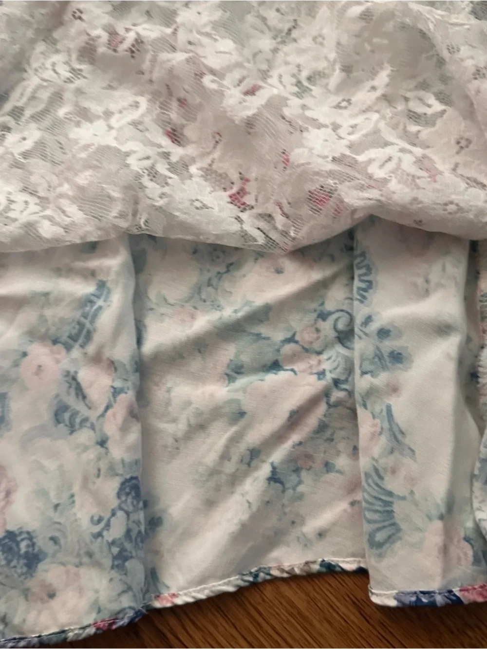 For Love & Lemons Blue Pink Floral Backless Lace Maxi Dress large Joselyn